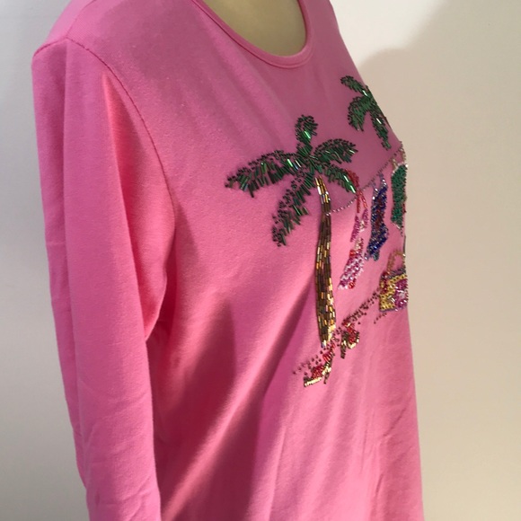 Quacker Factory Sequined Summer Scene Top - Picture 3 of 8